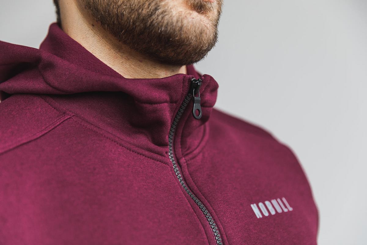 Nobull Performance Zip-up Men's Hoodie Deep Red | Australia (GJ8319)